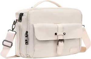 MOSISO Camera Bag, DSLR SLR Canvas Camera Case, Vintage Padded Compact Crossbody Camera Shoulder Messenger Bags with Rain Cover & Handle, Travel Photography Bag for Canon/Nikon/Sony, Beige