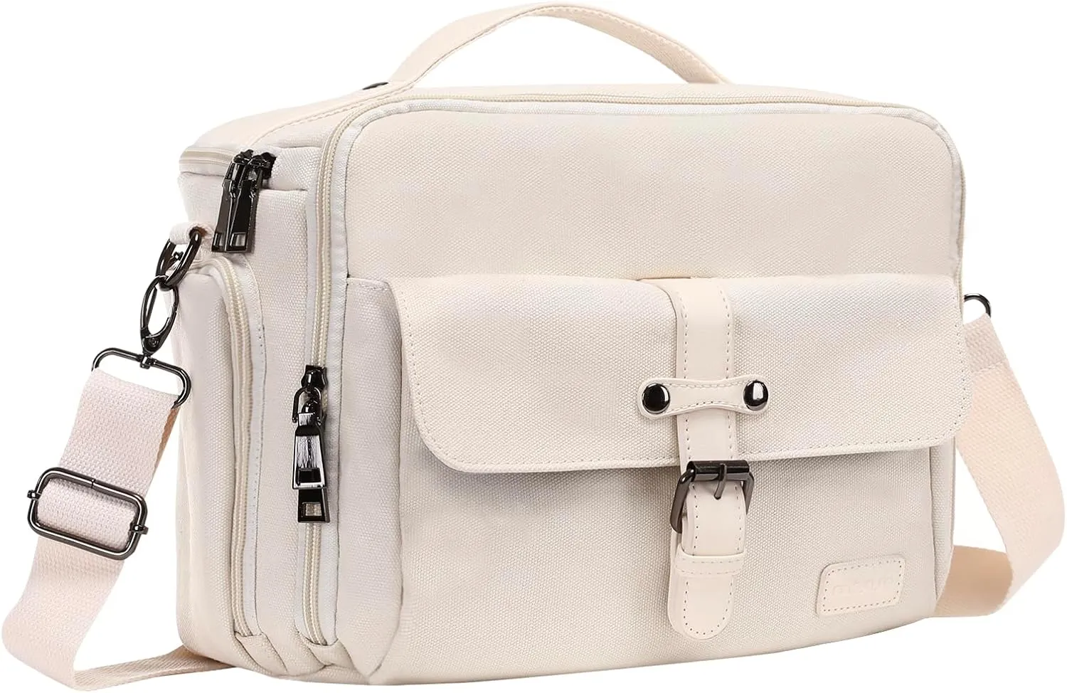 MOSISO Camera Bag, DSLR SLR Canvas Camera Case, Vintage Padded Compact Crossbody Camera Shoulder Messenger Bags with Rain Cover & Handle, Travel Photography Bag for Canon/Nikon/Sony, Beige