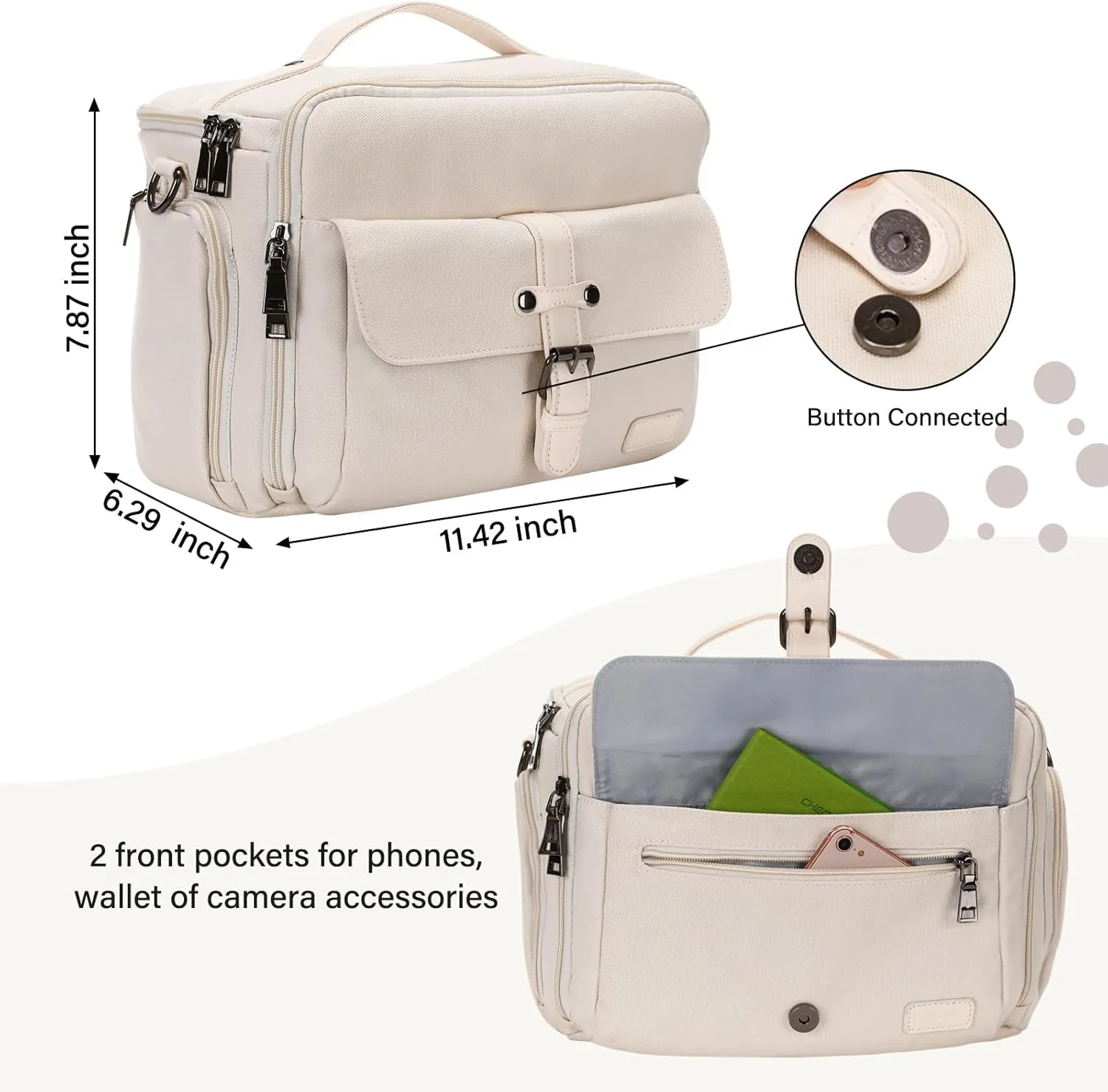 MOSISO Camera Bag, DSLR SLR Canvas Camera Case, Vintage Padded Compact Crossbody Camera Shoulder Messenger Bags with Rain Cover & Handle, Travel Photography Bag for Canon/Nikon/Sony, Beige