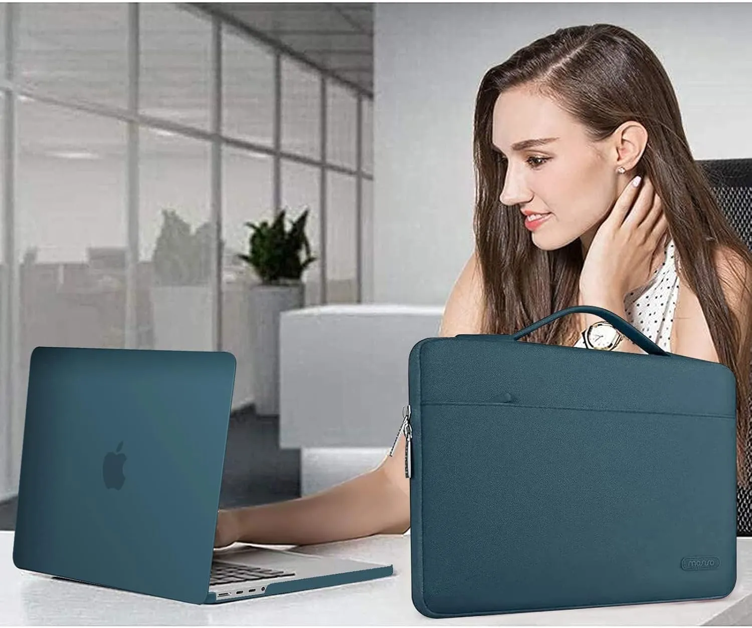 MOSISO Compatible with MacBook Pro 14 inch Case 2025 2024 2023 2022 2021 M4 M3 M2 M1 A3112 A3185 A3401 A2918 A2992 A2779 A2442, Hard Case&Bag&Keyboard Cover&Webcam Cover&Screen Film, Deep Teal