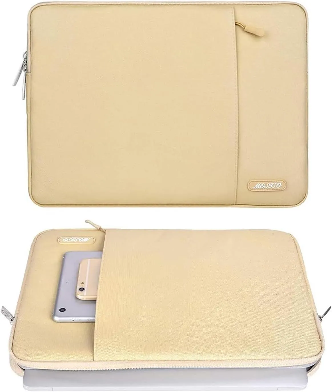 MOSISO Laptop Case 15 inch, 15 inch Laptop Sleeve Compatible with MacBook Air 15 M4 A3241 M3 A3114 M2 A2941 2025 2024 2023,Dell XPS 15,Polyester Vertical Computer Sleeve Bag with Pocket, Camel