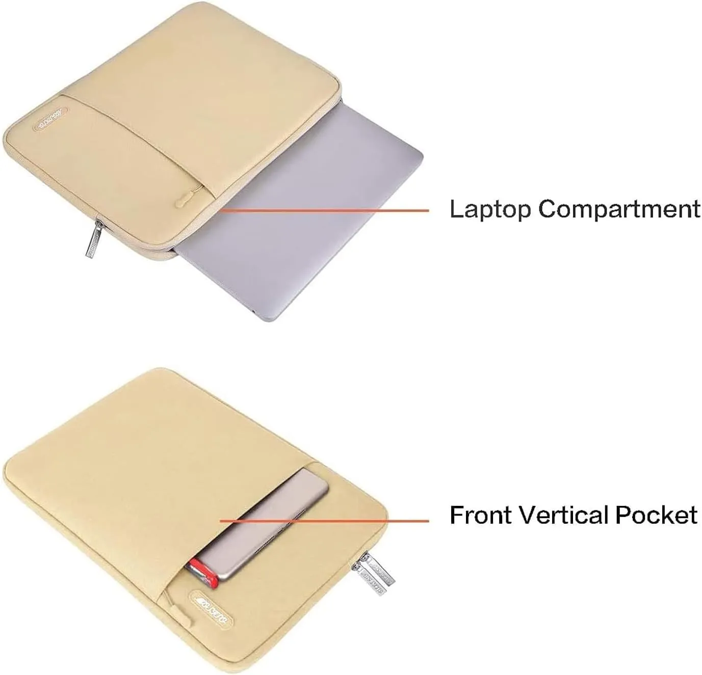 MOSISO Laptop Case 15 inch, 15 inch Laptop Sleeve Compatible with MacBook Air 15 M4 A3241 M3 A3114 M2 A2941 2025 2024 2023,Dell XPS 15,Polyester Vertical Computer Sleeve Bag with Pocket, Camel