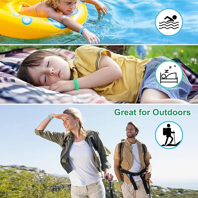 Mosquito Repellent Bracelets, 2 Pack Silicone Mosquito Repellent Wristbands, DEET-Free Insect & Bug Repellent Wrist Bands for Adults and Kids Indoor Outdoor Use (Green&Blue)