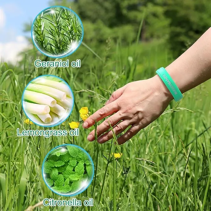 Mosquito Repellent Bracelets, 2 Pack Silicone Mosquito Repellent Wristbands, DEET-Free Insect & Bug Repellent Wrist Bands for Adults and Kids Indoor Outdoor Use (Green&Blue)