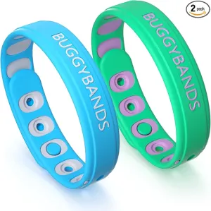 Mosquito Repellent Bracelets, 2 Pack Silicone Mosquito Repellent Wristbands, DEET-Free Insect & Bug Repellent Wrist Bands for Adults and Kids Indoor Outdoor Use (Green&Blue)