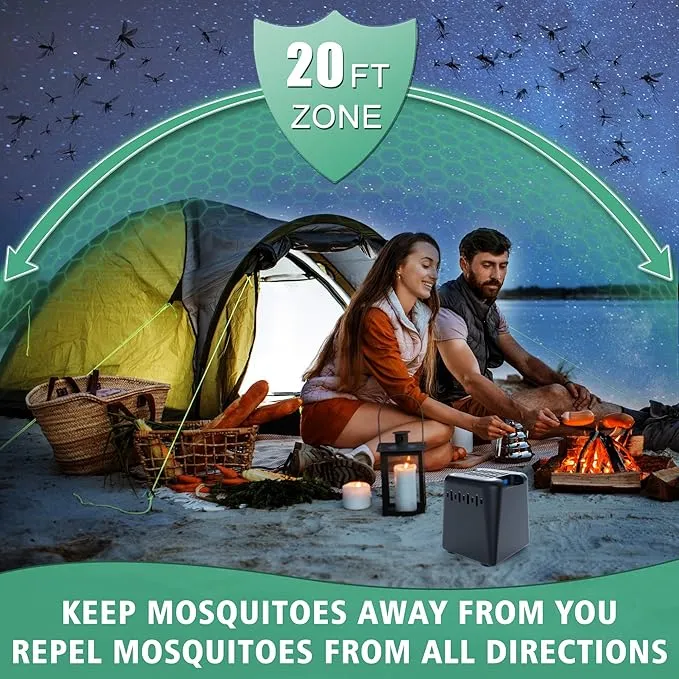 Mosquito Repellent Outdoor Patio, Rechargeable Mosquito Repeller Indoor with 20' Mosquito Protection Zone for Home Camping