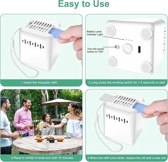 Mosquito Repellent Outdoor Patio, Rechargeable Mosquito Repeller Indoor with 20' Mosquito Protection Zone, for Home Camping