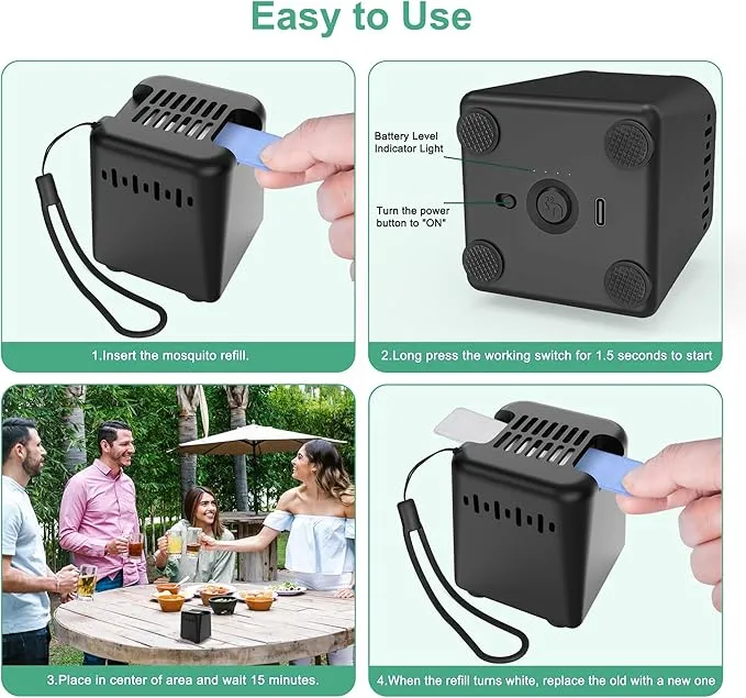 Mosquito Repellent Outdoor Patio, Rechargeable Mosquito Repeller Indoor with 20' Mosquito Protection Zone, for Home Camping