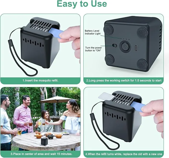 Mosquito Repellent Outdoor Patio, Rechargeable Mosquito Repeller Indoor with 20' Mosquito Protection Zone for Home Camping