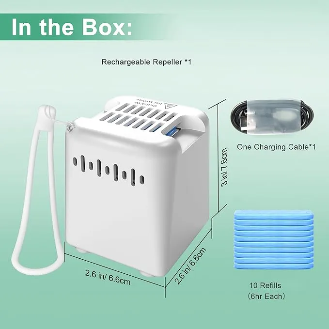 Mosquito Repellent Outdoor Patio, Rechargeable Mosquito Repeller Indoor with 20' Mosquito Protection Zone, for Home Camping