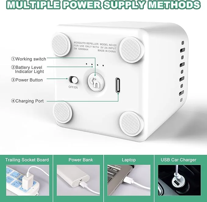 Mosquito Repellent Outdoor Patio with 20' Mosquito Protection Zone, Rechargeable Mosquito Repeller Indoor for Home Camping