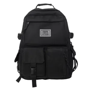 Multi-pocket Universal Male And Female Nylon Large-capacity Solid Color Schoolbag Insert Buckle Laptop Backpack