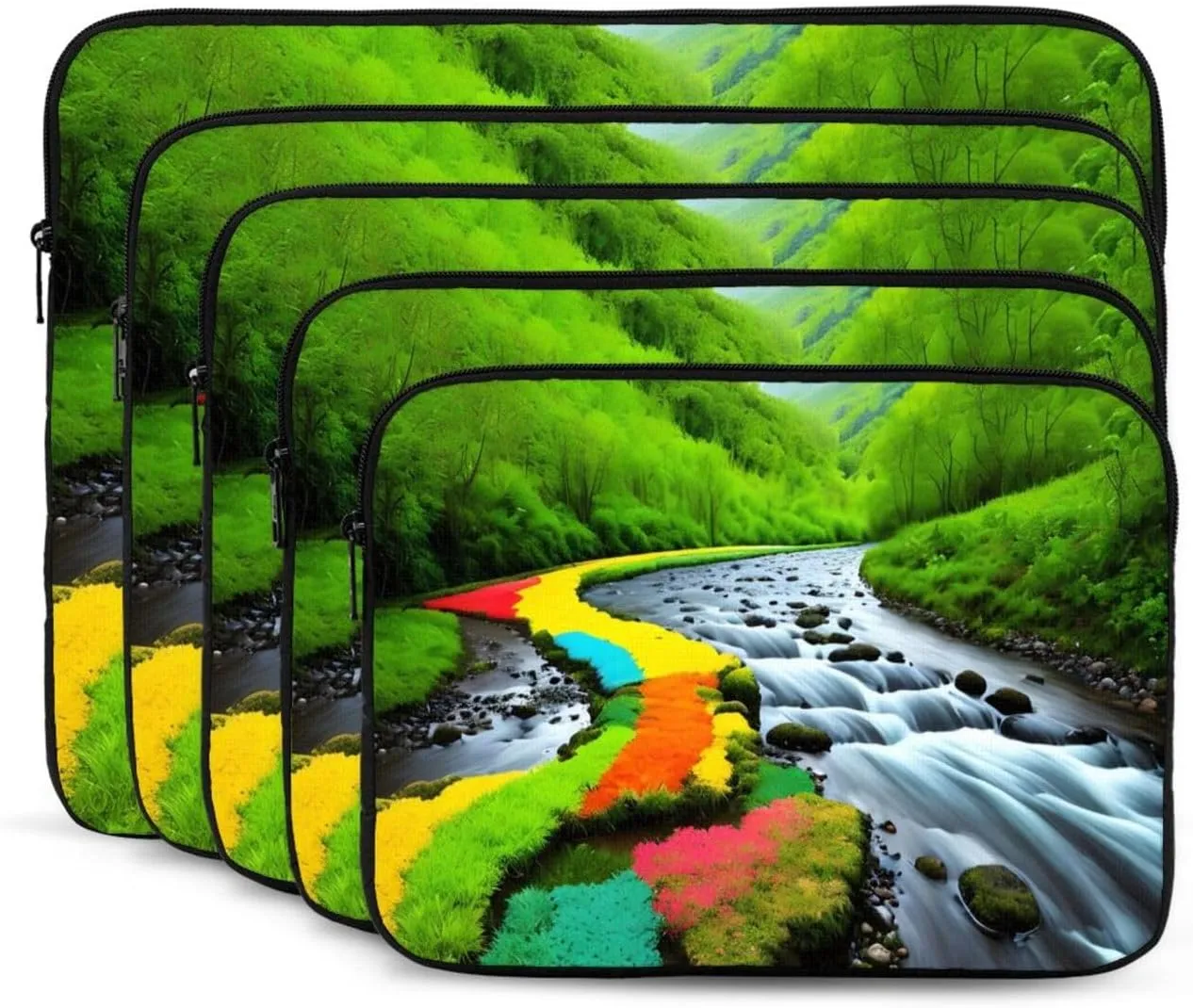 Multicolor Nature Valley Rivers Prints Shockproof Portable Laptop Sleeve Bag 15 inch - Lightweight Laptop Case for Men and Women Business Travel, Office Daily Use