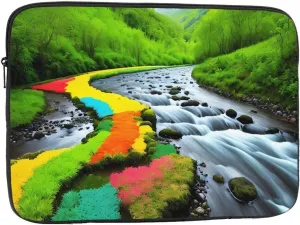 Multicolor Nature Valley Rivers Prints Shockproof Portable Laptop Sleeve Bag 15 inch - Lightweight Laptop Case for Men and Women Business Travel, Office Daily Use