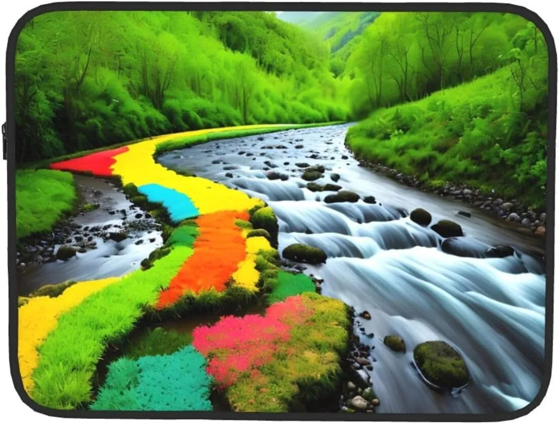 Multicolor Nature Valley Rivers Prints Shockproof Portable Laptop Sleeve Bag 15 inch - Lightweight Laptop Case for Men and Women Business Travel, Office Daily Use