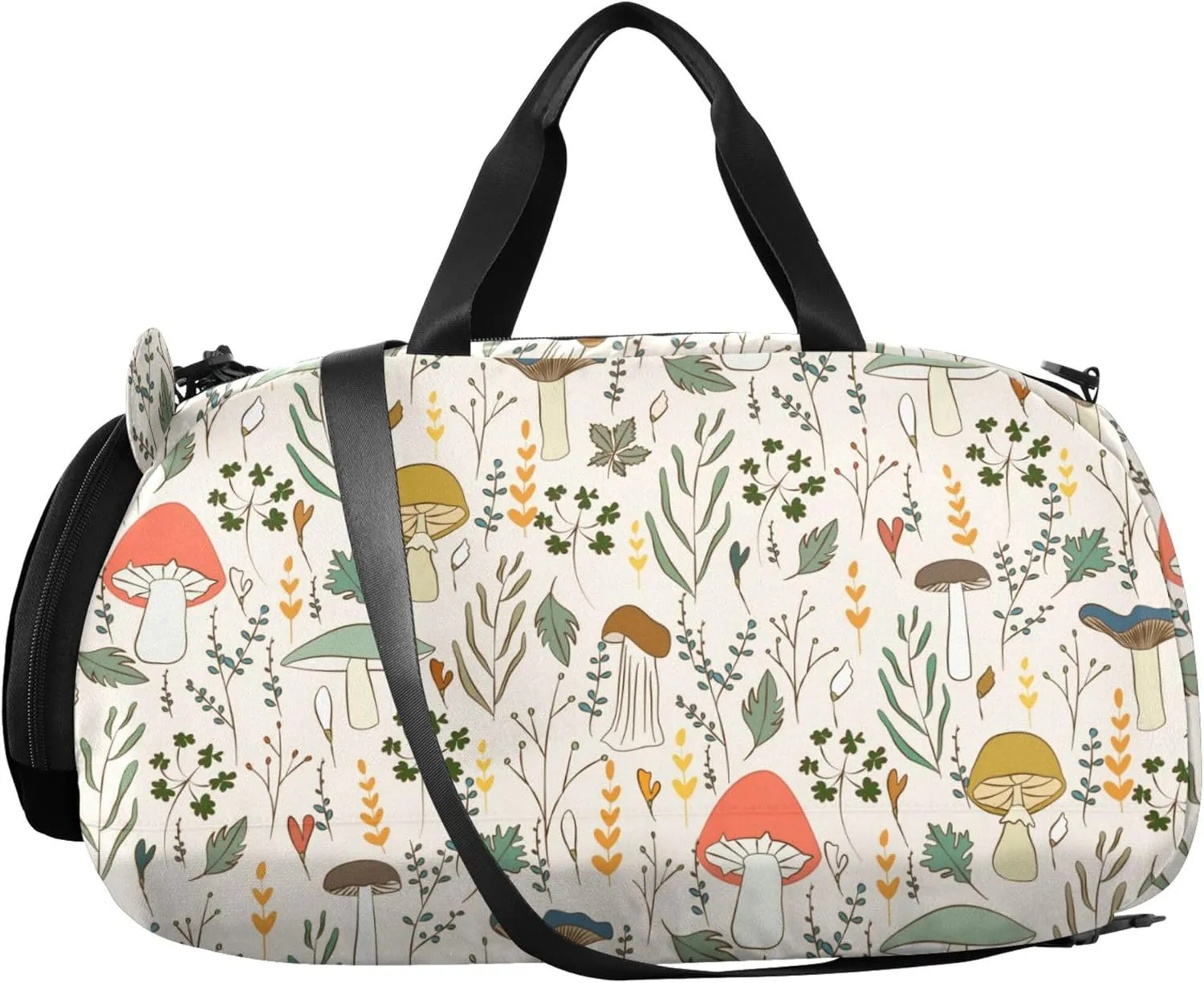 Mushrooms Boy's Gym Duffel Bag with Shoes Compartment Large Capacity Overnight Bag for Travel, Sports, Fitness & Workout