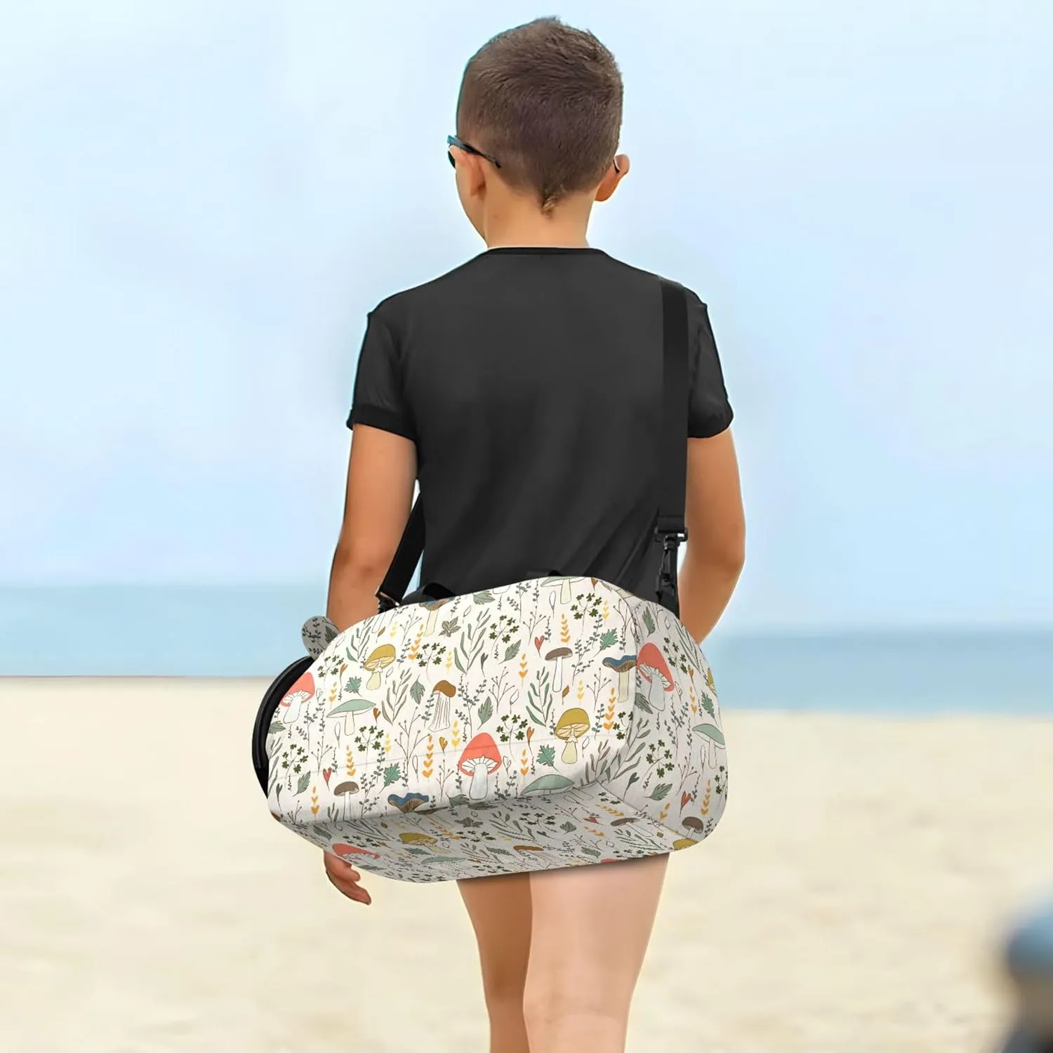Mushrooms Boy's Gym Duffel Bag with Shoes Compartment Large Capacity Overnight Bag for Travel, Sports, Fitness & Workout