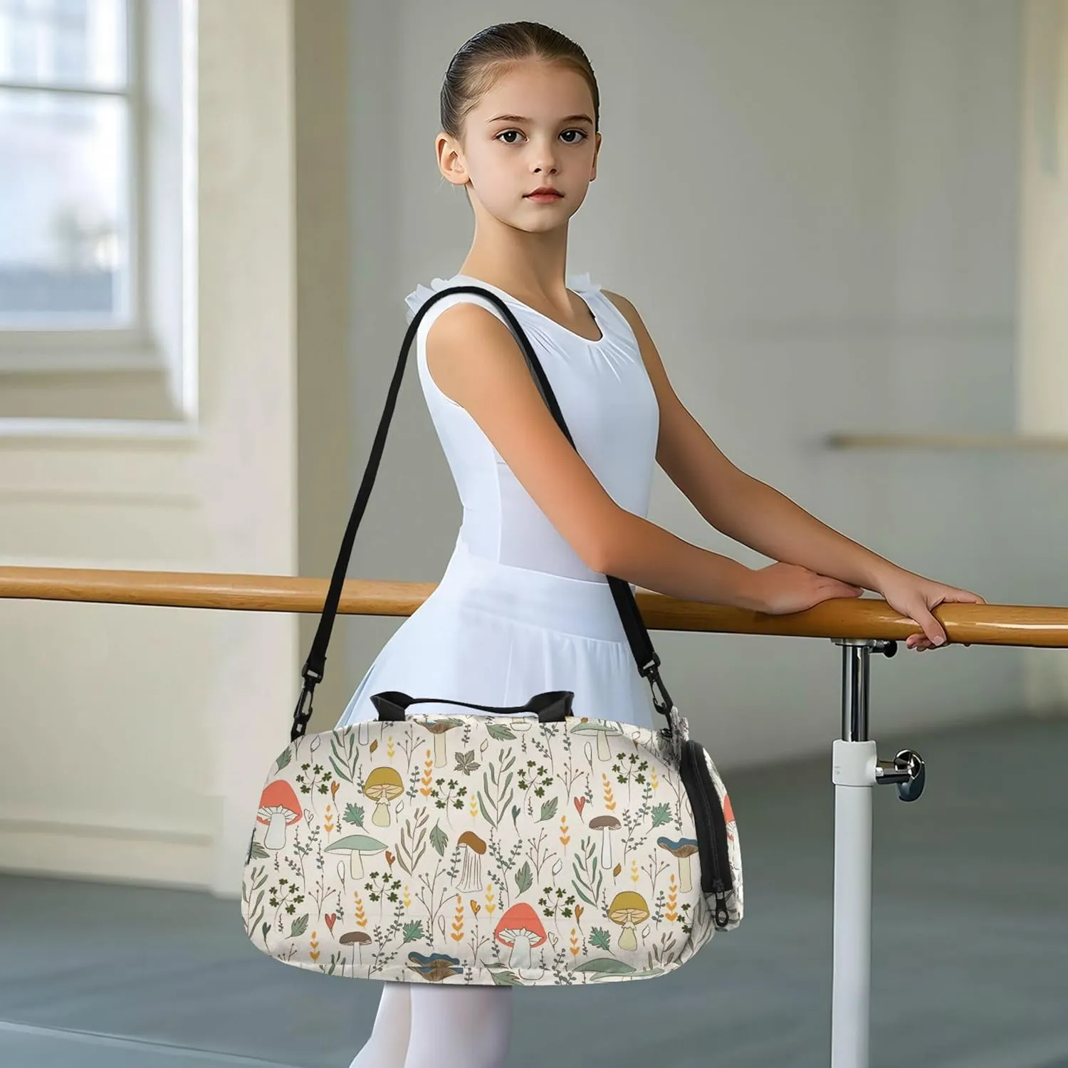 Mushrooms Boy's Gym Duffel Bag with Shoes Compartment Large Capacity Overnight Bag for Travel, Sports, Fitness & Workout