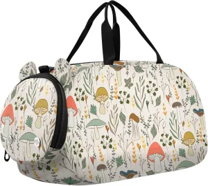 Mushrooms Boy's Gym Duffel Bag with Shoes Compartment Large Capacity Overnight Bag for Travel, Sports, Fitness & Workout