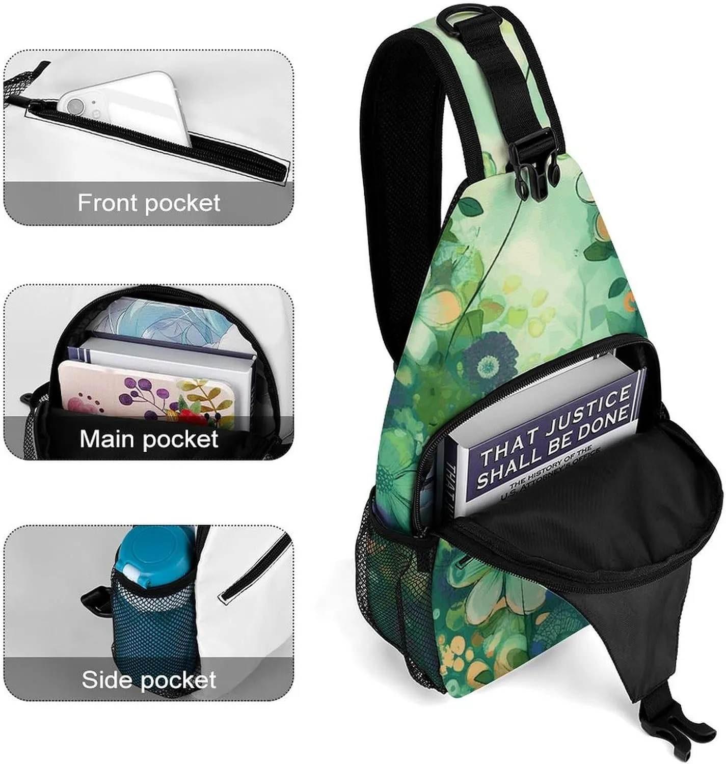 Music Symbols Love Sling Bag Lightweight Crossbody Chest Pack Travel Shoulder Bag with Adjustable Strap