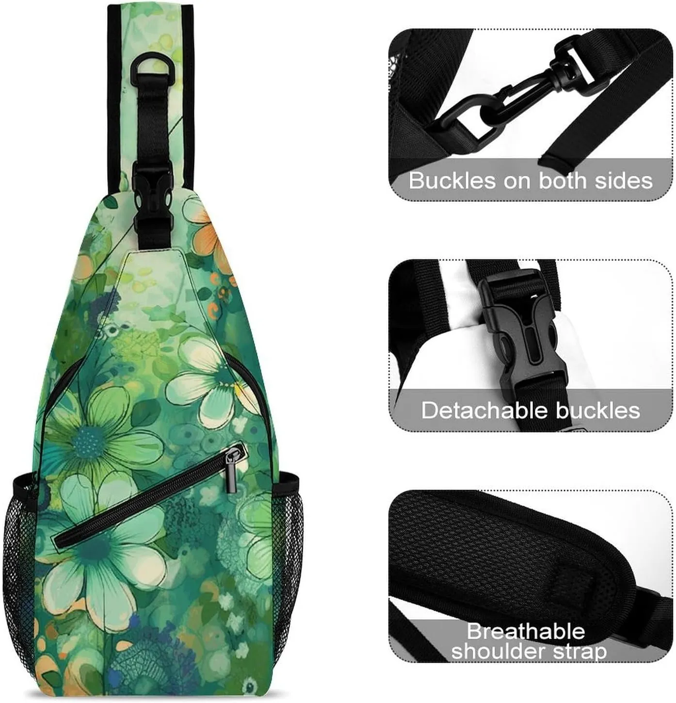 Music Symbols Love Sling Bag Lightweight Crossbody Chest Pack Travel Shoulder Bag with Adjustable Strap