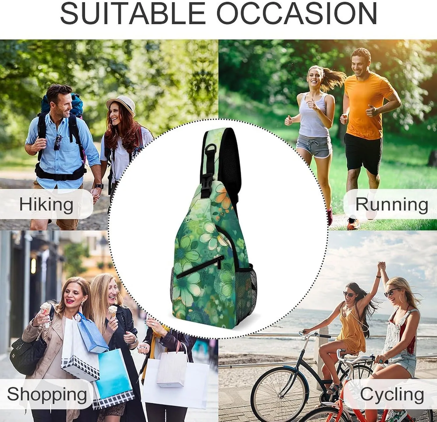 Music Symbols Love Sling Bag Lightweight Crossbody Chest Pack Travel Shoulder Bag with Adjustable Strap
