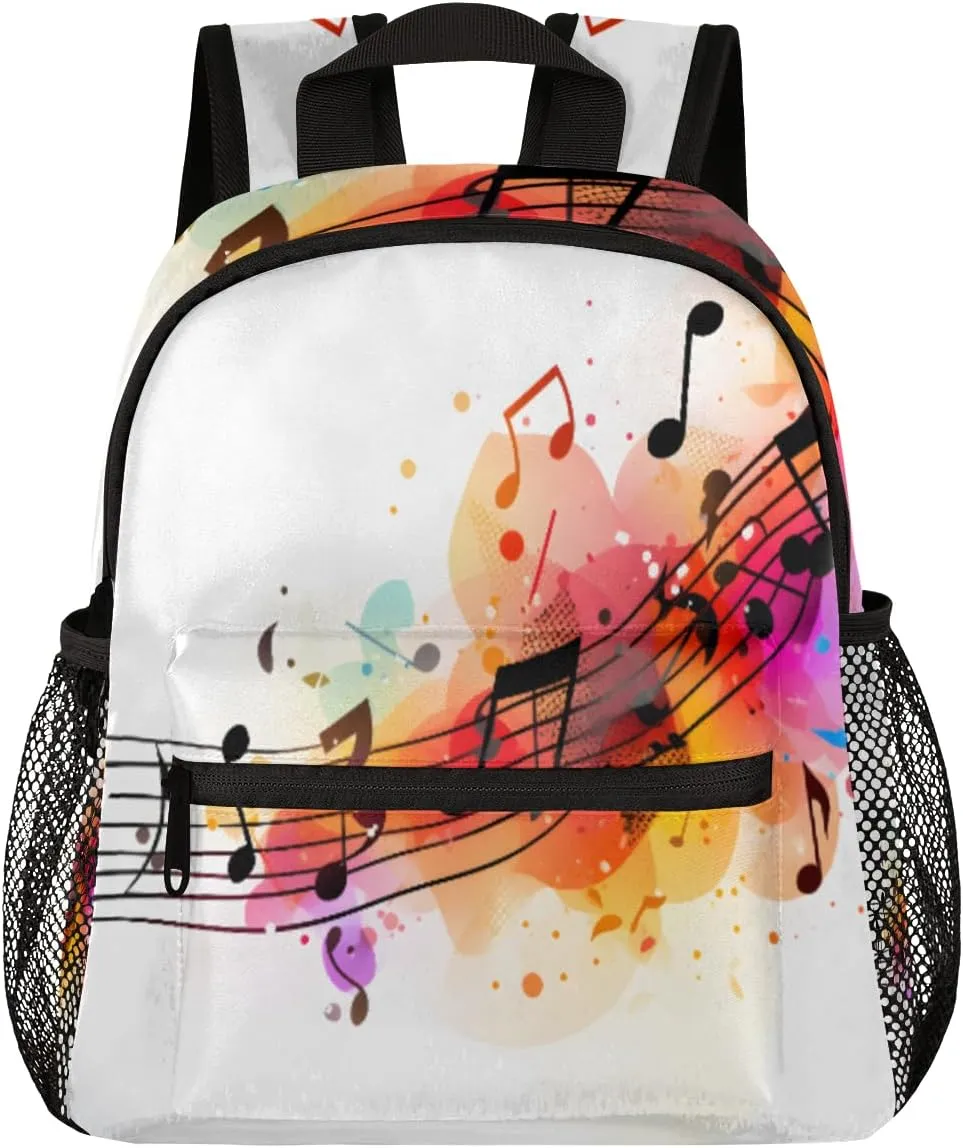 Musical Notation Small Backpack 12 Inch Mini Backpack Multi Compartment Carry On Bag Cute Book Bags Waterproof Casual Daypack With Chest Strap