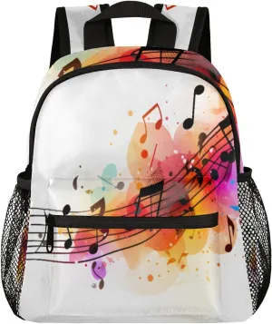Musical Notation Small Backpack 12 Inch Mini Backpack Multi Compartment Carry On Bag Cute Book Bags Waterproof Casual Daypack With Chest Strap