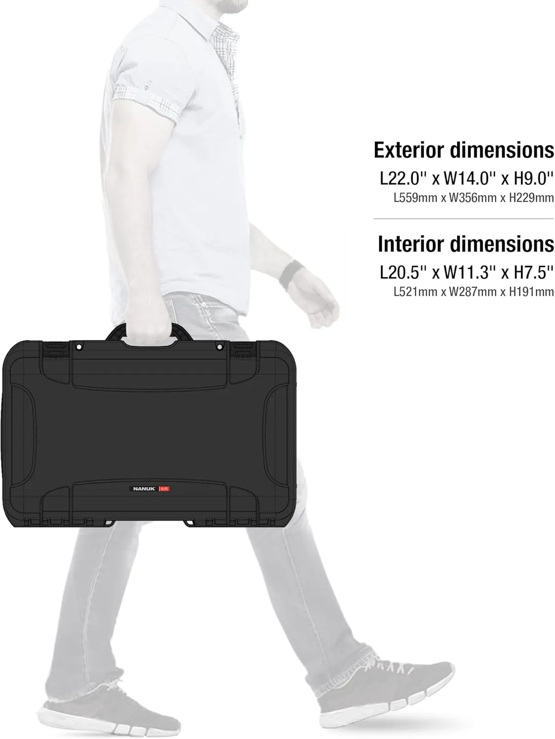 NANUK Wheeled Series 935 Lightweight NK-7 Resin Waterproof Protective Case for DSLR Camera, 3 Lenses, Flash, Black