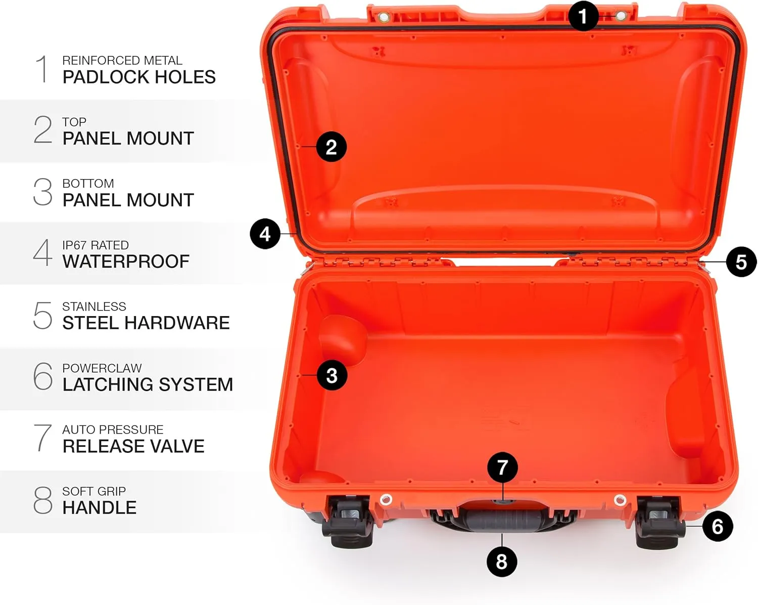 NANUK Wheeled Series 935 Lightweight NK-7 Resin Waterproof Protective Case for DSLR Camera, 3 Lenses, Flash, Orange