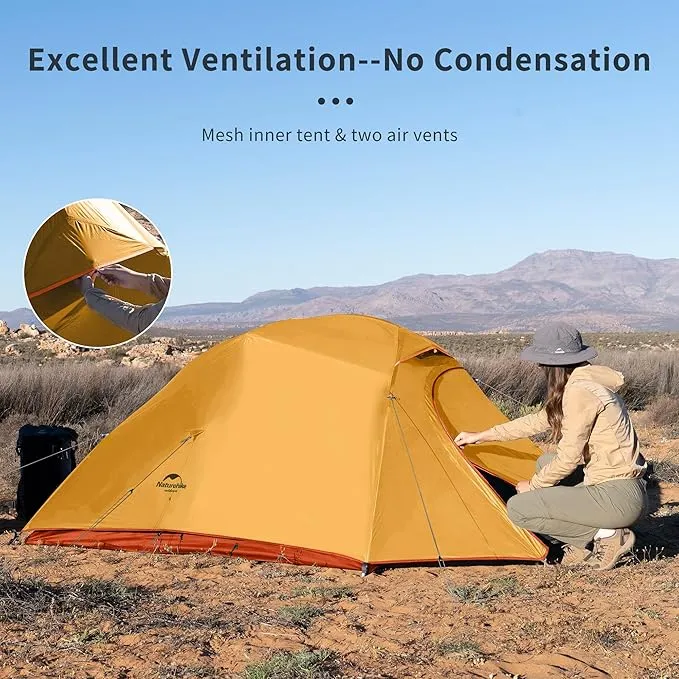 Naturehike Cloud-Up 3 Person Lightweight Backpacking Tent with Footprint - 3 Season Free Standing Dome Camping Hiking Waterproof Backpack Tents