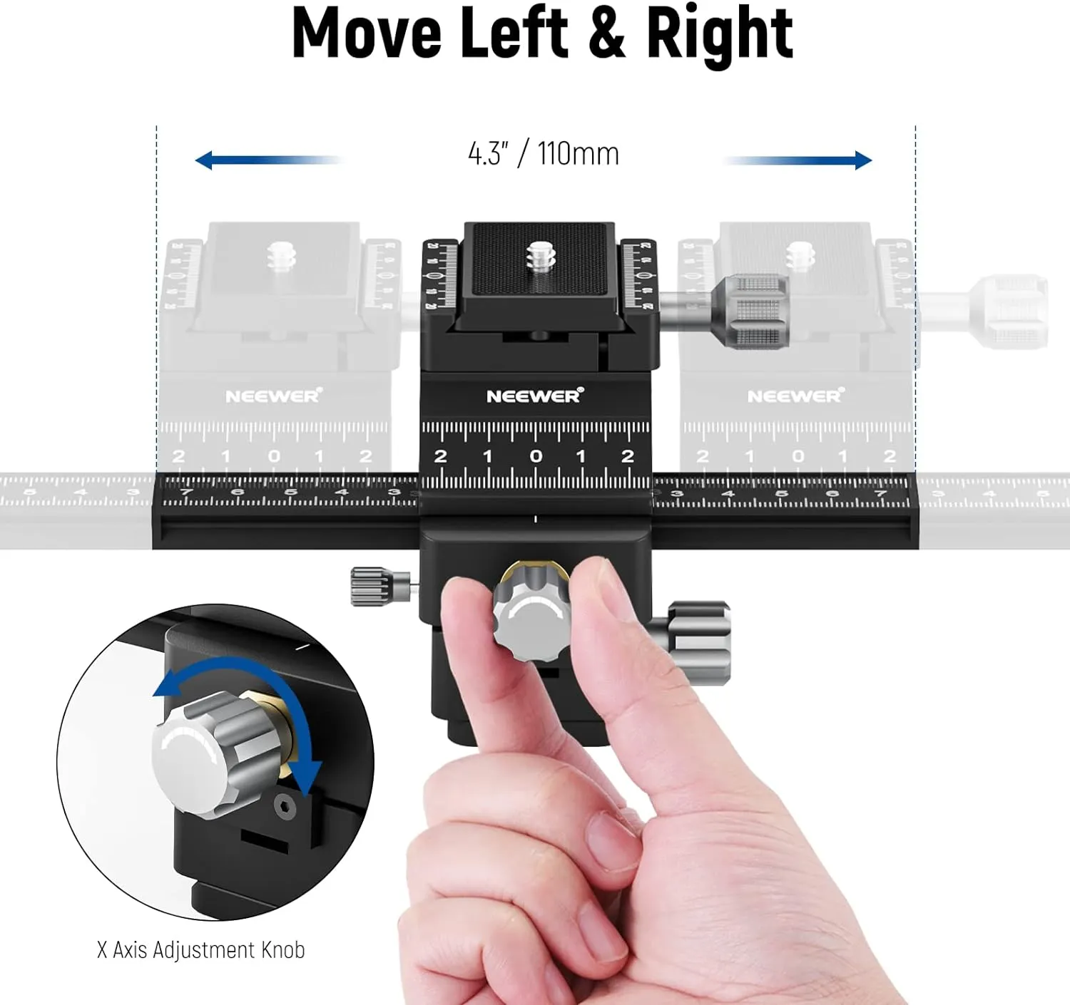NEEWER 4-Way Macro Focusing Rail Slider with Quick Release Plate, 1/4”-20 Thread for Macro Photography and Close-Up Shooting, Compatible with Canon Nikon Fujifilm Sony DSLR Mirrorless Camera