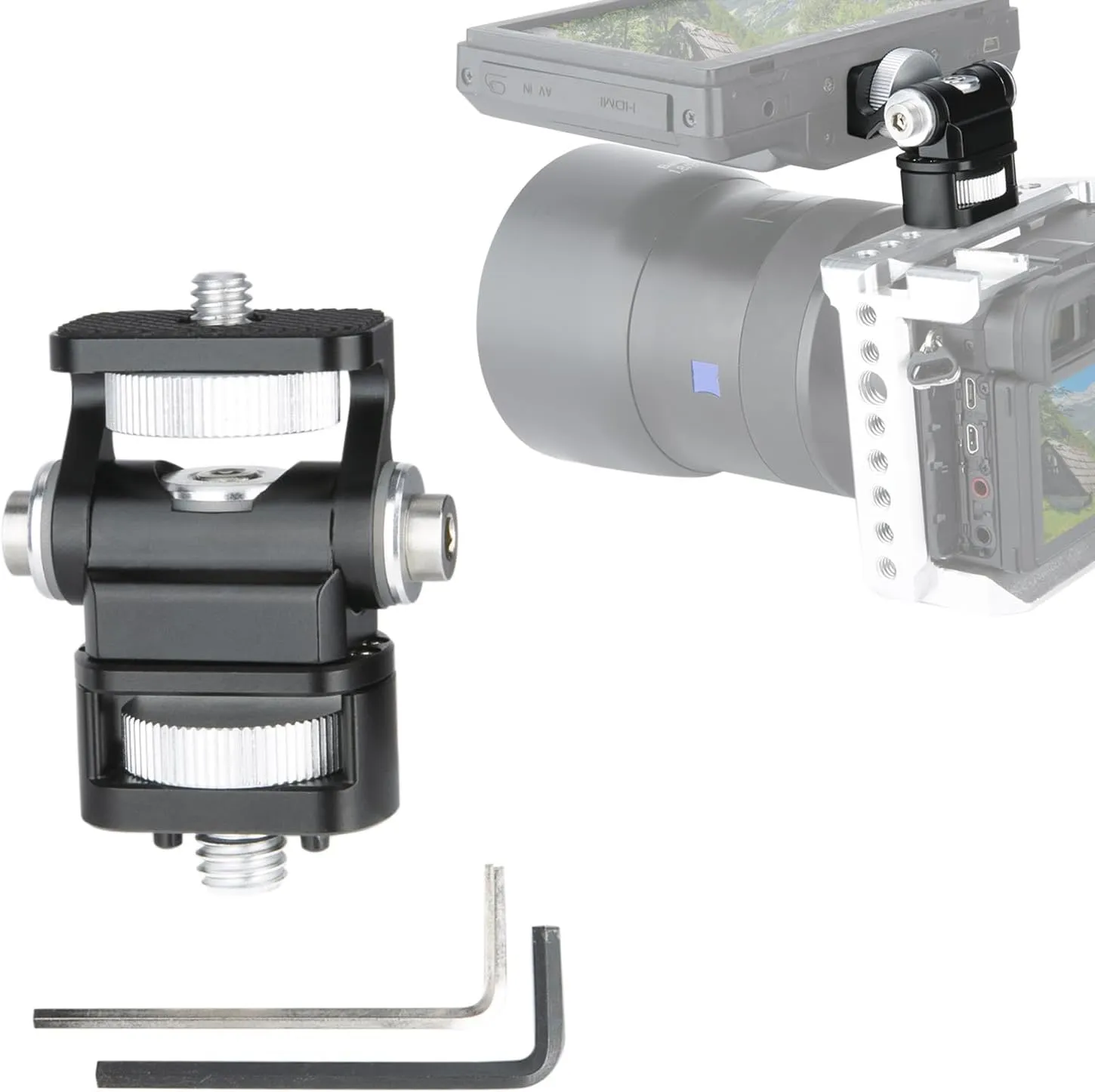 NICEYRIG DSLR Monitor Mount for ARRI Mount, 180° Tilt and 360° Swivel Support 5‘’ 7‘’ Field Monitor Holder for Camera Cage Rig, Stabilizers- 339