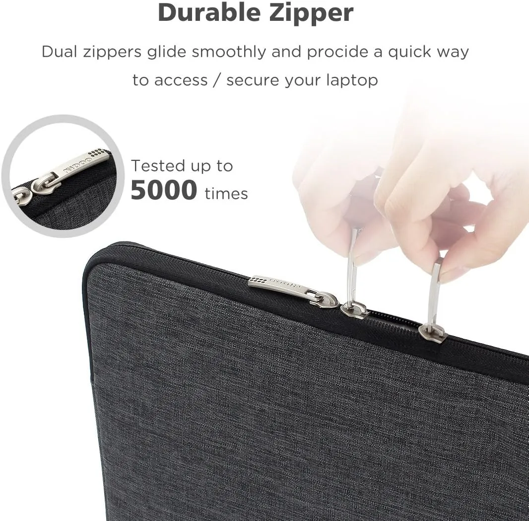 NIDOO 15 Inch Laptop Sleeve Case Protective Computer Cover Carrying Bag for 16" MacBook Pro M3 M2 M1 / 15" Surface Book 3/15" IdeaPad Slim 3i / 15.6" XPS 15 2023/15.6" HP Envy x360, Dark Grey