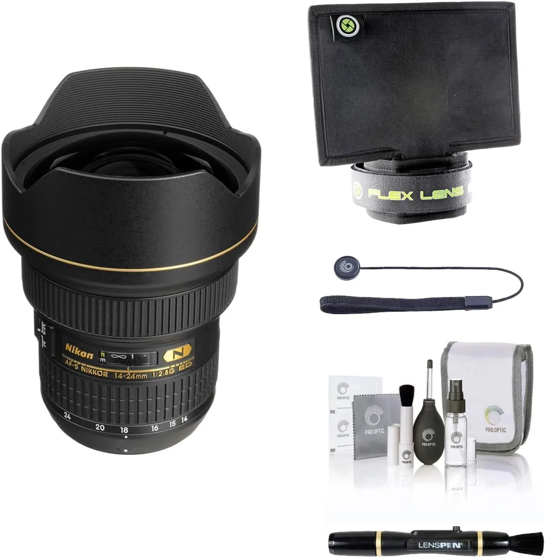 Nikon 14-24mm f/2.8G ED-IF AF-S NIKKOR Lens, Bundle with Flex Lens Shade, LensPen Lens Cleaner, ProOptic Cleaning Kit, Lens Cap Tether