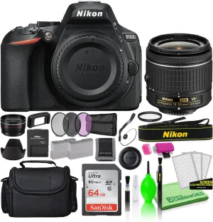 Nikon D5600 24.2MP DSLR Digital Camera with AF-P DX 18-55mm Lens (1576) Deluxe Bundle -Includes- Sandisk 64GB SD Card   Large Camera Bag   Filter Kit   Spare Battery   Telephoto Lens   More