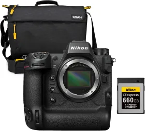 Nikon Z 9 Mirrorless Digital Camera (Body Only) Bundle with Nikon MC-CF660G CFexpress Type B Memory Card and Fulton Precision Shoulder Messenger Camera Bag (3 Items)