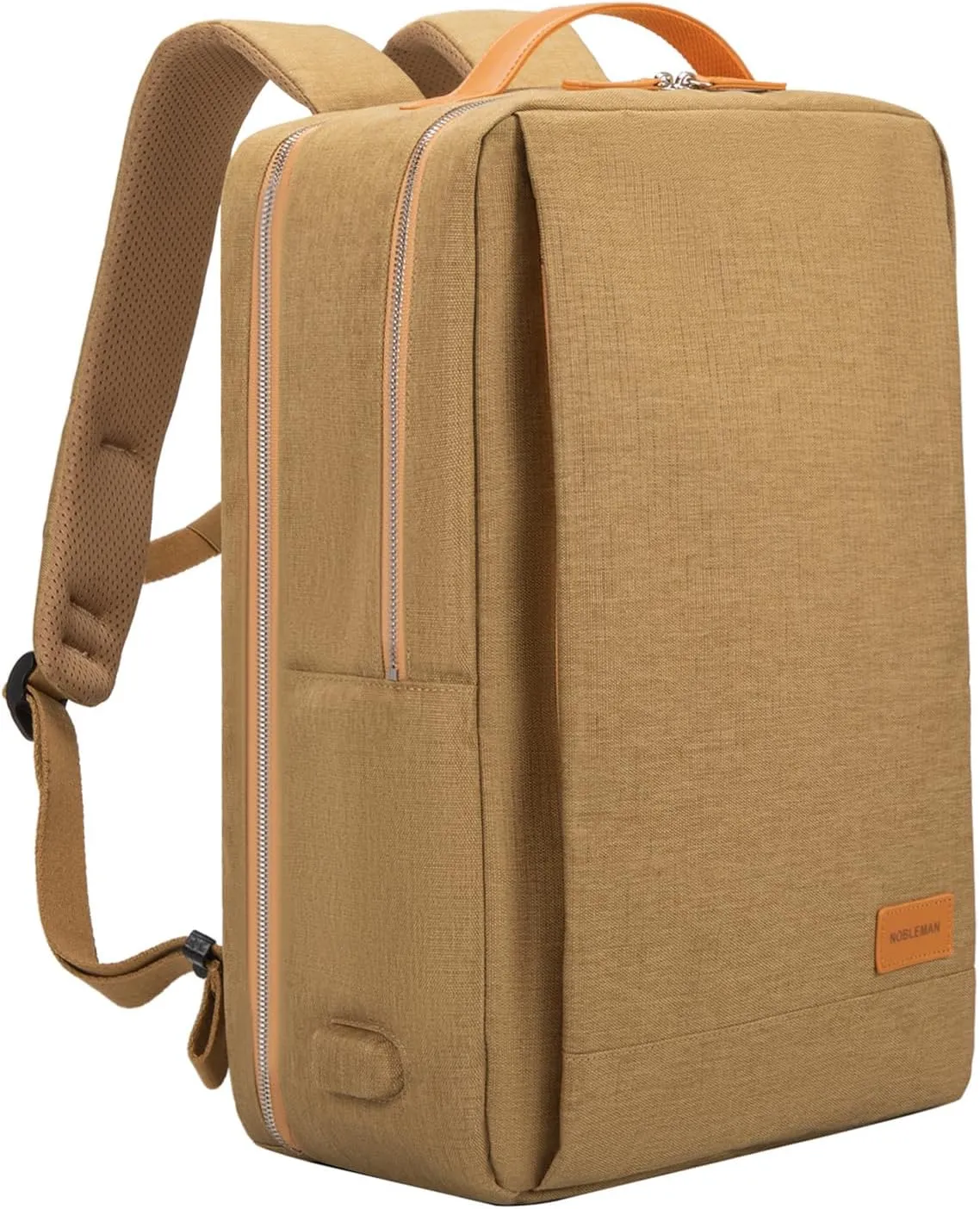 NOBLEMAN Travel Laptop Backpack for Women Men, Slim Light weight Computer Backpack with Laptop Luggage Sleeve, Water Resistent Work College Business Backpack with USB Fits 17 Inch Laptop(Khaki)