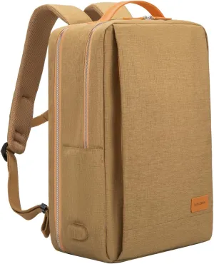 NOBLEMAN Travel Laptop Backpack for Women Men, Slim Light weight Computer Backpack with Laptop Luggage Sleeve, Water Resistent Work College Business Backpack with USB Fits 17 Inch Laptop(Khaki)