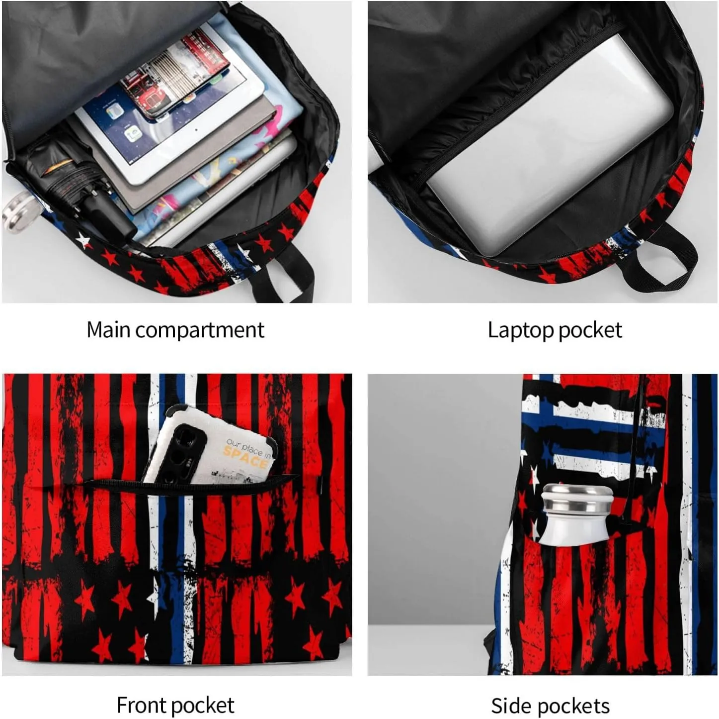 Norwegian American Flag Norway Root Laptop Commuter Backpack Shoulder Bag Casual Back Pack Daypack Bags With Side Pockets For Work Travel Daily Use