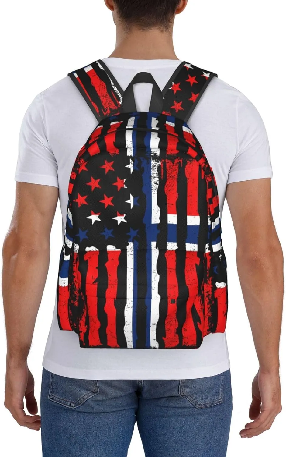 Norwegian American Flag Norway Root Laptop Commuter Backpack Shoulder Bag Casual Back Pack Daypack Bags With Side Pockets For Work Travel Daily Use