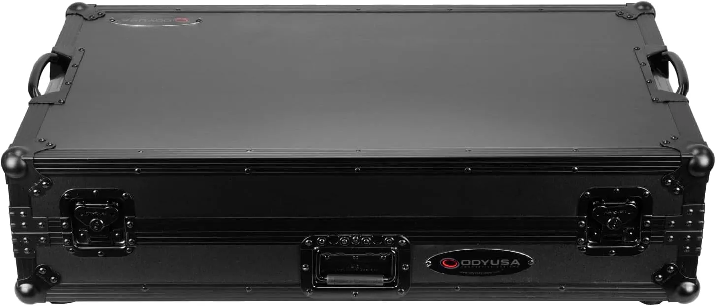 ODYSSEY FZGSPERFORMERW1BL RANE PERFORMER Black Label 1U Flight Case with Glide Style Laptop Platform and Wheels