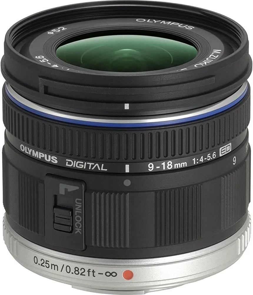 OM SYSTEM OLYMPUS Digital ED 9-18mm f/4.0-5.6 Lens for Micro Four Thirds, Black