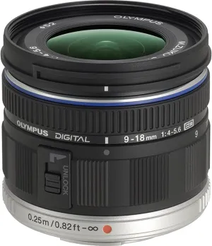 OM SYSTEM OLYMPUS Digital ED 9-18mm f/4.0-5.6 Lens for Micro Four Thirds, Black
