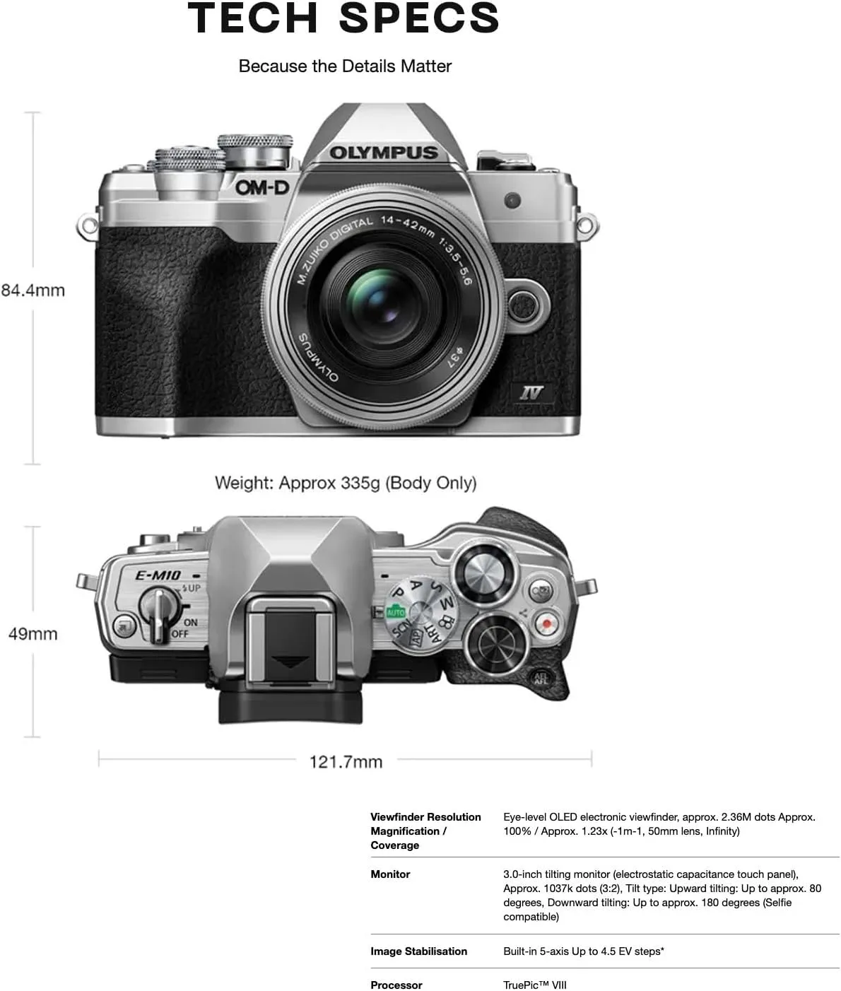 OM SYSTEM OLYMPUS E-M10 Mark IV Silver Micro Four Thirds System Camera 20MP Sensor 5-Axis Image Stabilization 4K Video Wi-Fi