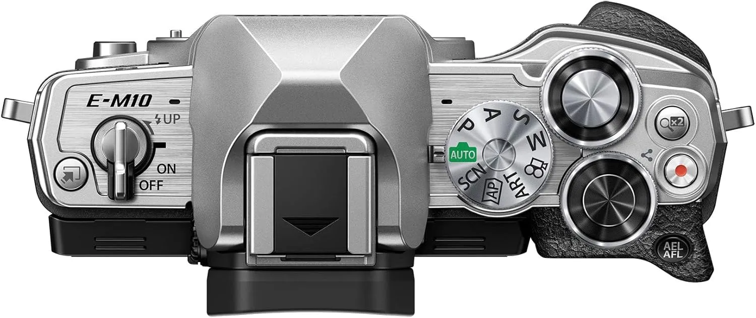 OM SYSTEM OLYMPUS E-M10 Mark IV Silver Micro Four Thirds System Camera 20MP Sensor 5-Axis Image Stabilization 4K Video Wi-Fi
