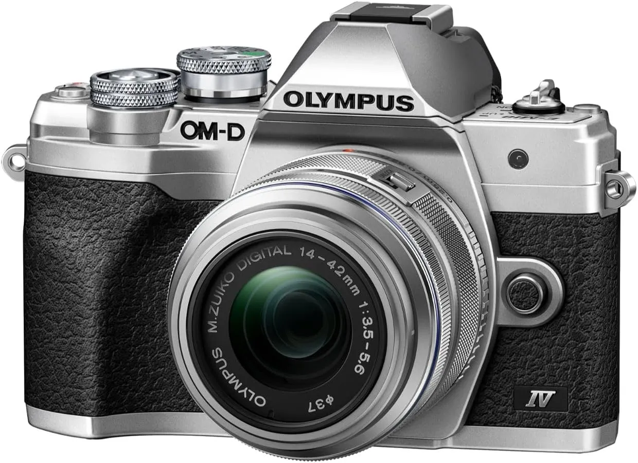 OM System OLYMPUS OM-D E-M10 Mark IV Silver Camera Body & Olympus M.Zuiko Digital 14-42mm F3.5-5.6 II R Lens Silver