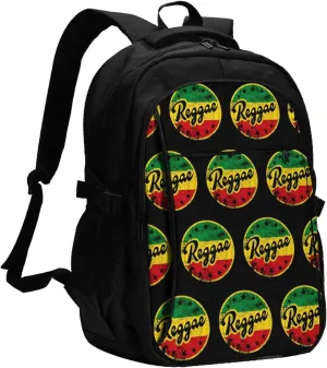 One Loves Jamaican Rasta Reggae Travel Backpack Laptop Backpacks Business Rucksack Outdoor Daypack Large Sport Bag with Luggage Strap USB Charging Port for Hiking Working