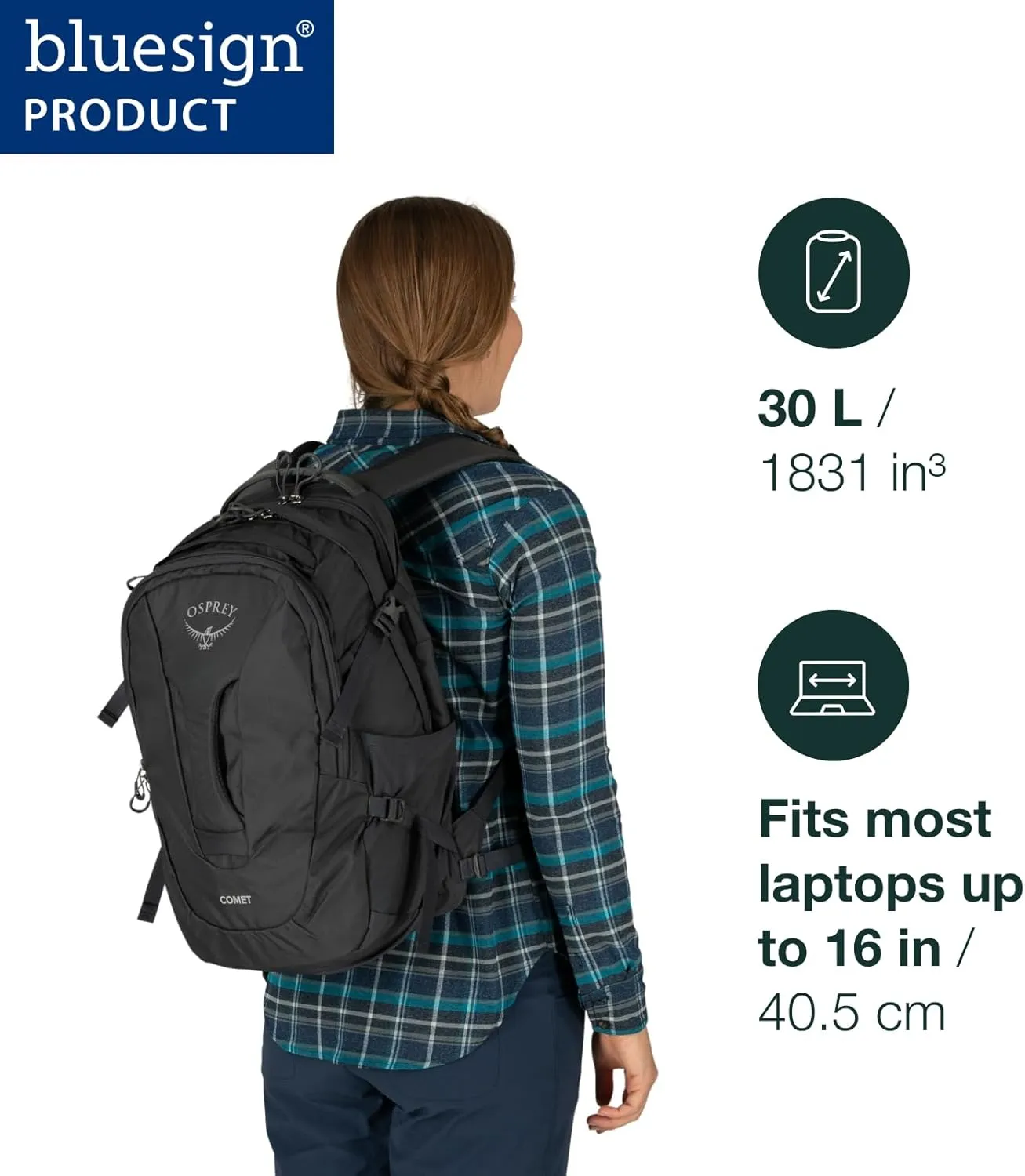Osprey Comet Laptop Backpack, Black