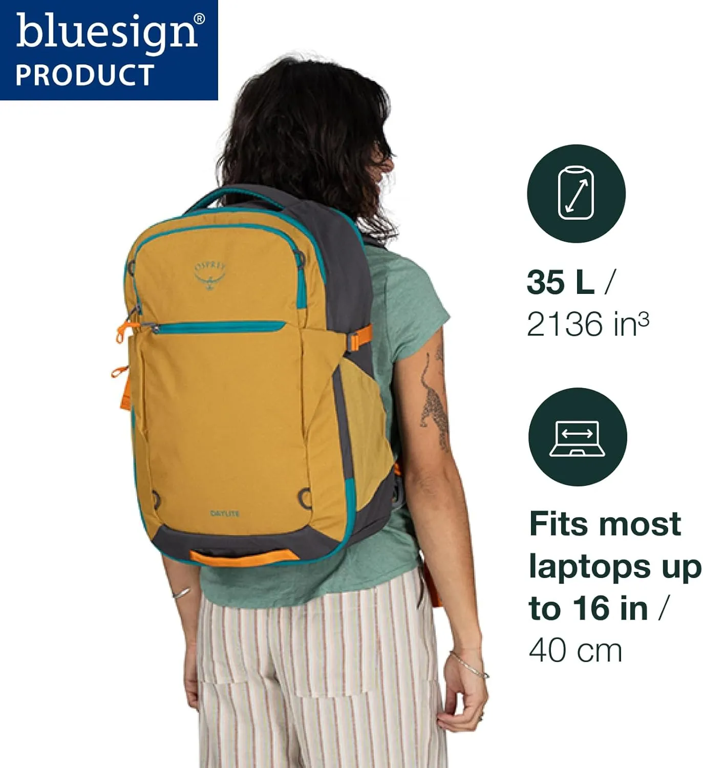 Osprey Daylite 35L Travel Pack, Blue Spikemoss/Alkaline